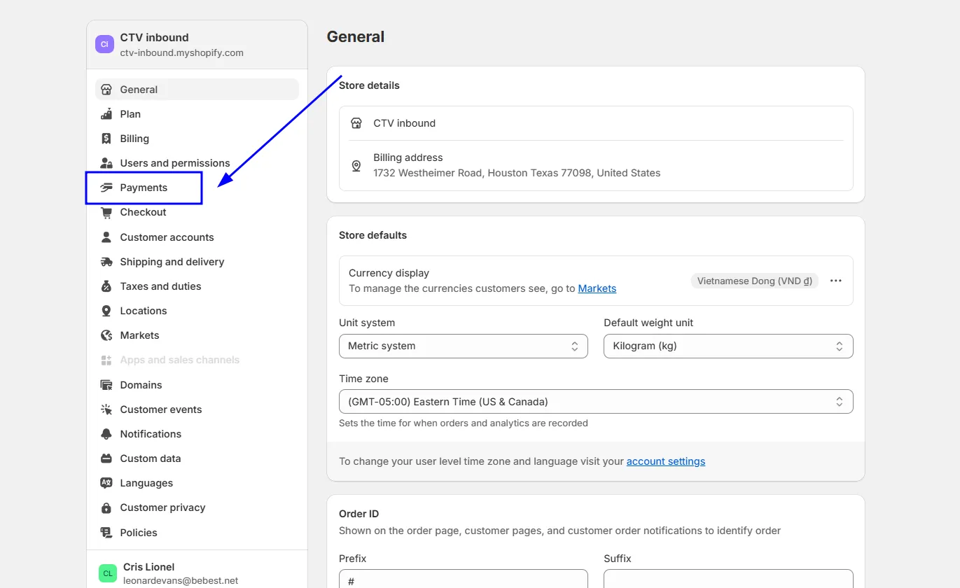 Step 1: Access Payment Settings